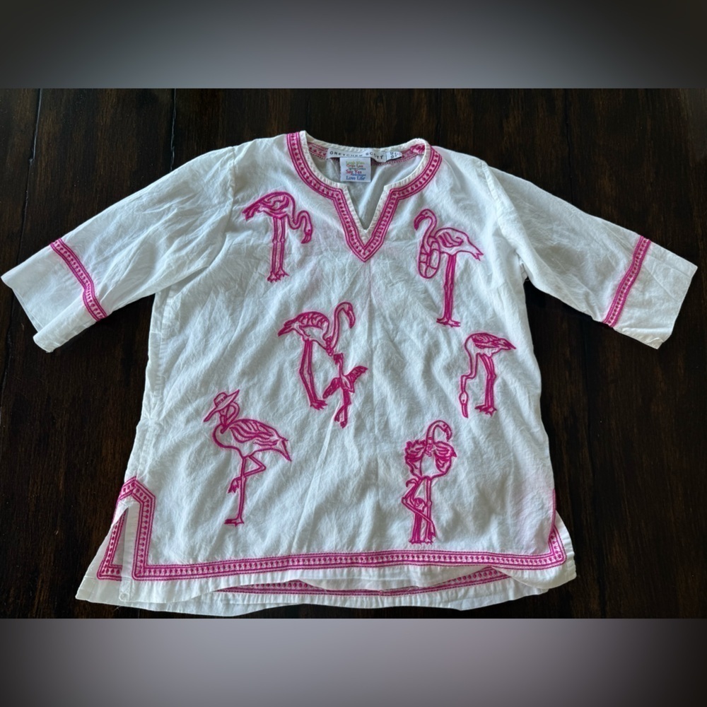 Gretchen Scott Flamingo Girls Coverup sz 10-12